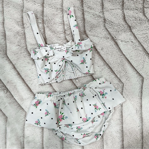 For Love And Lemons Other - KIDS: For Love And Lemons Floral Polka Dot 2 Piece Bathing Suit